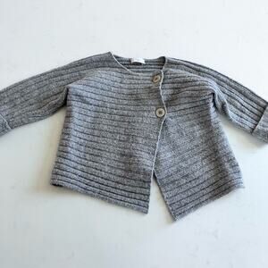İl Gufo girls gray ribbed wool blend cardigan sweater size 3 months